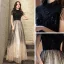 Vintage Sorte Gradient Farve Hvide Dancing Gallakjoler 2021 Prinsesse Gennemsigtig Høj Hals Ærmeløs Beading Tassel Pailletter Lange Flæse