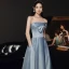 Haut de Gamme Bleu Ciel Satin Dansant Robe De Bal 2021 Princesse Bustier Manches Courtes Fendue devant Longue Volants Dos Nu Robe De Ceremonie