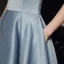 Haut de Gamme Bleu Ciel Satin Dansant Robe De Bal 2021 Princesse Bustier Manches Courtes Fendue devant Longue Volants Dos Nu Robe De Ceremonie