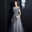 Glitzernden Grau Pailletten Tanzen Ballkleider 2021 A Linie Off Shoulder Kurze Ärmel Perlenstickerei Glanz Tülle Lange Rüschen Rückenfreies Festliche Kleider
