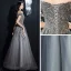Glitzernden Grau Pailletten Tanzen Ballkleider 2021 A Linie Off Shoulder Kurze Ärmel Perlenstickerei Glanz Tülle Lange Rüschen Rückenfreies Festliche Kleider