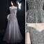Glitzernden Grau Pailletten Tanzen Ballkleider 2021 A Linie Off Shoulder Kurze Ärmel Perlenstickerei Glanz Tülle Lange Rüschen Rückenfreies Festliche Kleider