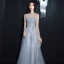 Elegant Silver Dancing Prom Dresses 2021 A-Line / Princess Strapless Sleeveless Feather Appliques Sequins Beading Floor-Length / Long Ruffle Backless Formal Dresses