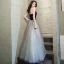 Elegant Mørk Marineblå Gradient-Farge Dancing Ballkjoler 2021 Prinsesse Kjæreste Uten Ermer Sash Glitter Tyll Lange Buste Ryggløse Formelle Kjoler