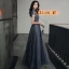 Bling Bling Navy Blue Dancing Prom Dresses 2021 A-Line / Princess See-through High Neck Short Sleeve Sash Beading Pearl Glitter Tulle Floor-Length / Long Ruffle Backless Formal Dresses