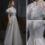 High End Silber Tanzen Ballkleider Mit Schal 2021 A Linie Spaghettiträger Ärmellos Perlenstickerei Strass Lange Rüschen Rückenfreies Festliche Kleider