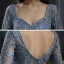 Haut de Gamme Bleu Marine Dansant Robe De Bal 2021 Princesse Encolure Carrée Manches Longues Appliques En Dentelle Perlage Longue Volants Dos Nu Robe De Ceremonie