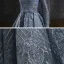 Haut de Gamme Bleu Marine Dansant Robe De Bal 2021 Princesse Encolure Carrée Manches Longues Appliques En Dentelle Perlage Longue Volants Dos Nu Robe De Ceremonie