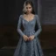 Haut de Gamme Bleu Marine Dansant Robe De Bal 2021 Princesse Encolure Carrée Manches Longues Appliques En Dentelle Perlage Longue Volants Dos Nu Robe De Ceremonie
