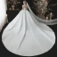 Fashion Ivory Satin See-through Bridal Wedding Dresses 2021 Ball Gown High Neck Long Sleeve Appliques Lace Cathedral Train Ruffle