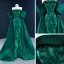 Luxe Vert Foncé Satin Tapis rouge Robe De Soirée 2021 Princesse Bustier Manches Courtes Paillettes Train De Balayage Volants Dos Nu Robe De Ceremonie
