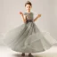 Fashion Grey Birthday Flower Girl Dresses 2021 Sheath / Fit Scoop Neck Sleeveless Sash Sequins Floor-Length / Long Ruffle