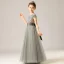 Fashion Grey Birthday Flower Girl Dresses 2021 Sheath / Fit Scoop Neck Sleeveless Sash Sequins Floor-Length / Long Ruffle