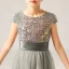 Fashion Grey Birthday Flower Girl Dresses 2021 Sheath / Fit Scoop Neck Sleeveless Sash Sequins Floor-Length / Long Ruffle