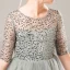 Illusion Grey Birthday See-through Flower Girl Dresses 2021 A-Line / Princess Scoop Neck 1/2 Sleeves Sequins Floor-Length / Long Ruffle