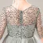 Illusion Grey Birthday See-through Flower Girl Dresses 2021 A-Line / Princess Scoop Neck 1/2 Sleeves Sequins Floor-Length / Long Ruffle