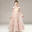 High-end Sage Green Birthday Flower Girl Dresses 2021 A-Line / Princess Off-The-Shoulder Short Sleeve Backless Glitter Tulle Floor-Length / Long Cascading Ruffles
