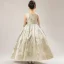 High-end Gold Satin Birthday Flower Girl Dresses 2021 Ball Gown Scoop Neck Sleeveless Bow Sage Green Embroidered Floor-Length / Long Ruffle