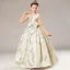 High-end Gold Satin Birthday Flower Girl Dresses 2021 Ball Gown Scoop Neck Sleeveless Bow Sage Green Embroidered Floor-Length / Long Ruffle