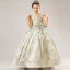 High-end Gold Satin Birthday Flower Girl Dresses 2021 Ball Gown Scoop Neck Sleeveless Bow Sage Green Embroidered Floor-Length / Long Ruffle