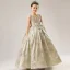 High-end Gold Satin Birthday Flower Girl Dresses 2021 Ball Gown Scoop Neck Sleeveless Bow Sage Green Embroidered Floor-Length / Long Ruffle