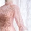 Vintage / Retro Blushing Pink See-through Dancing Prom Dresses 2021 A-Line / Princess High Neck 1/2 Sleeves Appliques Lace Beading Sequins Floor-Length / Long Ruffle Formal Dresses