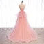 Schlicht Rosa Korsett Ballkleider 2021 Ballkleid Spaghettiträger Ärmellos Sweep / Pinsel Zug Rüschen Rückenfreies Festliche Kleider