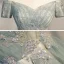 Elegante Salbeigrün Ballkleider 2021 A Linie Off Shoulder Kurze Ärmel Perlenstickerei Pailletten Sweep / Pinsel Zug Rüschen Rückenfreies Festliche Kleider