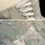 Elegante Salbeigrün Ballkleider 2021 A Linie Off Shoulder Kurze Ärmel Perlenstickerei Pailletten Sweep / Pinsel Zug Rüschen Rückenfreies Festliche Kleider