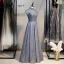 Vintage / Retro Navy Blue Dancing Prom Dresses 2021 A-Line / Princess See-through High Neck Short Sleeve Beading Glitter Tulle Floor-Length / Long Ruffle Backless Formal Dresses