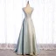 Fashion Silver Dancing Prom Dresses 2021 A-Line / Princess See-through Deep V-Neck Sleeveless Rhinestone Glitter Polyester Sash Floor-Length / Long Ruffle Backless Formal Dresses