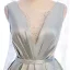 Fashion Silver Dancing Prom Dresses 2021 A-Line / Princess See-through Deep V-Neck Sleeveless Rhinestone Glitter Polyester Sash Floor-Length / Long Ruffle Backless Formal Dresses