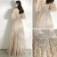 Victorian Style Champagne Dancing Prom Dresses 2021 A-Line / Princess Deep V-Neck Spaghetti Straps Puffy Long Sleeve Beading Sequins Floor-Length / Long Ruffle Backless Formal Dresses
