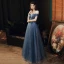 Bling Bling Meeresblau Tanzen Ballkleider 2021 A Linie Off Shoulder Kurze Ärmel Perlenstickerei Pailletten Lange Rüschen Rückenfreies Festliche Kleider