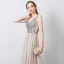 Illusion Grey See-through Prom Dresses 2021 A-Line / Princess V-Neck Sleeveless Beading Sequins Split Front Sweep Train Ruffle Backless Formal Dresses