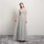 Elegante Meeresblau Ballkleider 2021 A Linie Durchsichtige Off Shoulder Kurze Ärmel Perlenstickerei Pailletten Sweep / Pinsel Zug Rüschen Rückenfreies Festliche Kleider