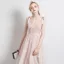 Chic / Beautiful Beige Homecoming Graduation Dresses 2021 A-Line / Princess V-Neck Sleeveless Appliques Lace Beading Sash Knee-Length Ruffle Backless Formal Dresses