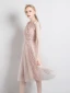 Chic / Beautiful Beige Homecoming Graduation Dresses 2021 A-Line / Princess V-Neck Sleeveless Appliques Lace Beading Sash Knee-Length Ruffle Backless Formal Dresses