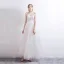 Elegant White Dancing Prom Dresses 2021 A-Line / Princess Spaghetti Straps Sleeveless Appliques Lace Ankle Length Ruffle Backless Formal Dresses