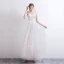 Elegant White Dancing Prom Dresses 2021 A-Line / Princess Spaghetti Straps Sleeveless Appliques Lace Ankle Length Ruffle Backless Formal Dresses