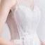 Elegant White Dancing Prom Dresses 2021 A-Line / Princess Spaghetti Straps Sleeveless Appliques Lace Ankle Length Ruffle Backless Formal Dresses