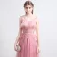 Mode Rose Bonbon Robe De Bal 2021 Princesse Transparentes V-Cou Sans Manches Appliques Paillettes Perlage Longue Volants Dos Nu Robe De Ceremonie