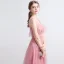 Mode Rose Bonbon Robe De Bal 2021 Princesse Transparentes V-Cou Sans Manches Appliques Paillettes Perlage Longue Volants Dos Nu Robe De Ceremonie