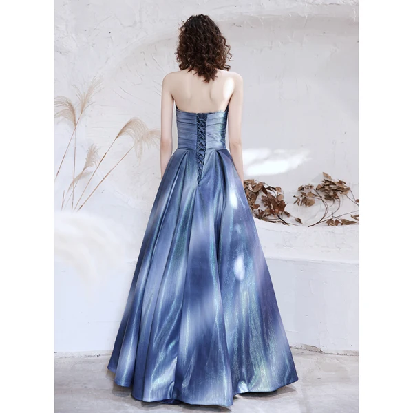 Fancy Ocean Blue Prom Dresses 2021 A-Line / Princess Strapless Sleeveless Glitter Polyester Floor-Length / Long Ruffle Backless Formal Dresses Fancy Ocean Blue Prom Dresses 2021 A-Line / Princess Strapless Sleeveless Glitter Polyester Floor-Length / Long Ruffle Backless Formal Dresses