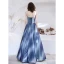 Schick Meeresblau Ballkleider 2021 A Linie Bandeau Ärmellos Glanz Polyester Lange Rüschen Rückenfreies Festliche Kleider