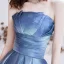 Schick Meeresblau Ballkleider 2021 A Linie Bandeau Ärmellos Glanz Polyester Lange Rüschen Rückenfreies Festliche Kleider