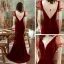 Sexy Bordeaux Velour Robe De Soirée 2021 Trompette / Sirène Transparentes Col v profond Tachetée Gonflée Manches Courtes Train De Balayage Volants Dos Nu Robe De Ceremonie