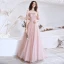 Bling Bling Rosa Ballkleider 2021 A Linie Off Shoulder Geschwollenes Kurze Ärmel Pailletten Sweep / Pinsel Zug Rüschen Rückenfreies Festliche Kleider