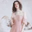 Bling Bling Rosa Ballkleider 2021 A Linie Off Shoulder Geschwollenes Kurze Ärmel Pailletten Sweep / Pinsel Zug Rüschen Rückenfreies Festliche Kleider