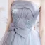 Haut de Gamme Gris Robe De Bal 2021 Princesse Bustier Sans Manches Perlage Glitter Tulle Train De Balayage Volants Dos Nu Robe De Ceremonie